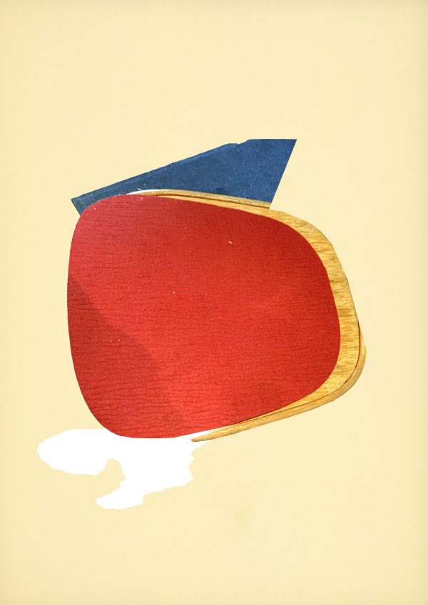 Abstract collage consisting of parts from a foto of a chair in Café Dukatz in Munich, Germany