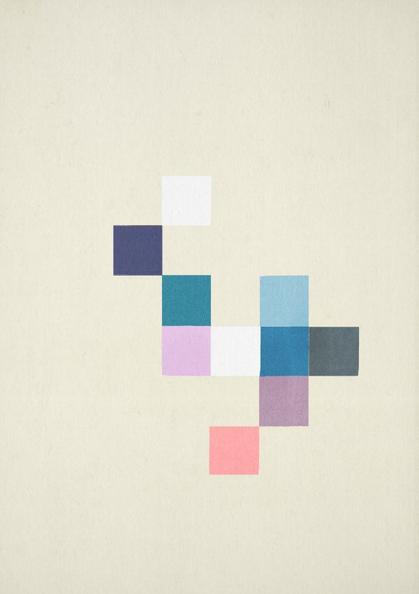 Abstract collage consisting of colored squares