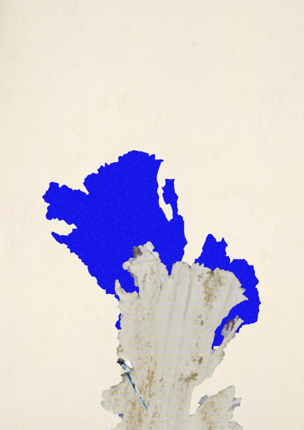 Abstract collage consisting of parts from an advertising poster